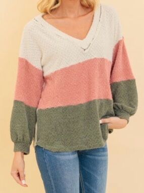 BiBi Colorblock V-Neck Sweater Size Small